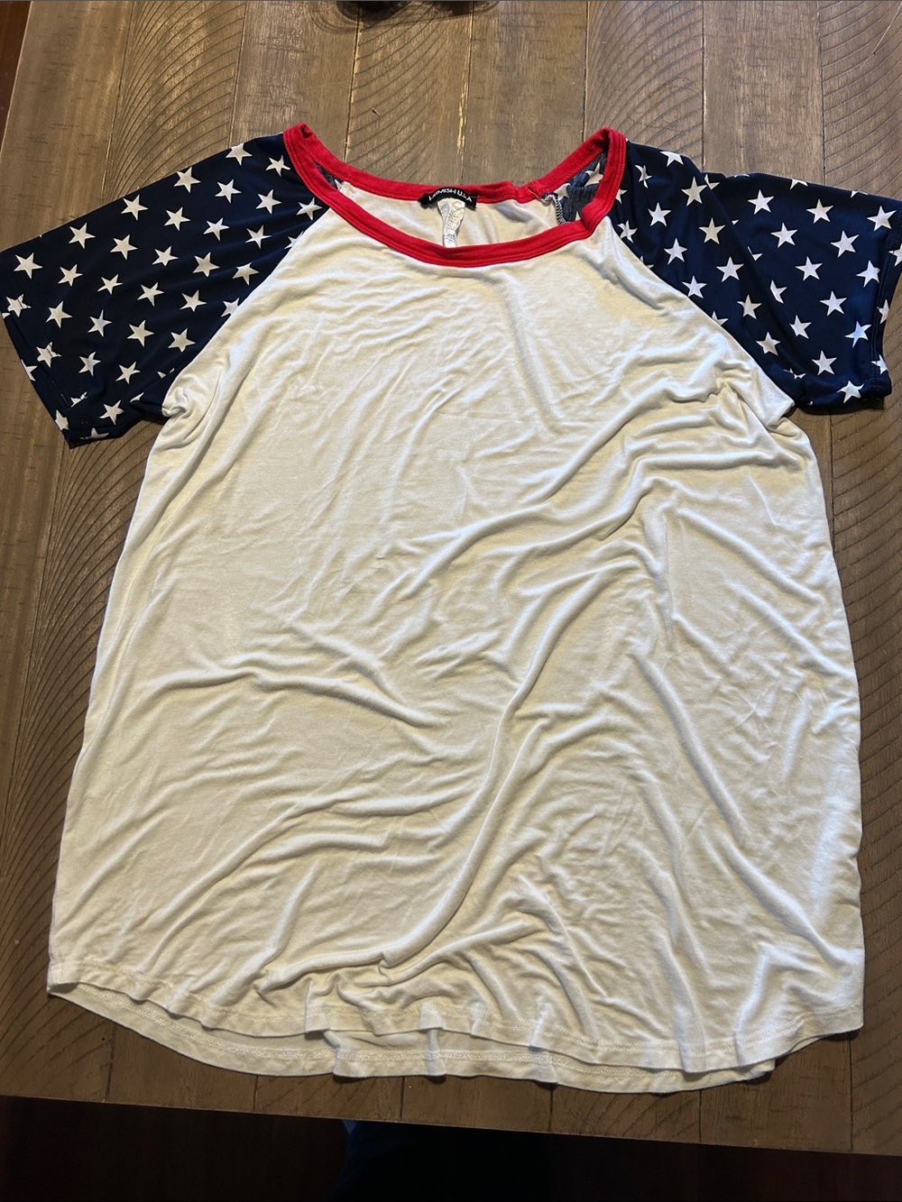 HEIMISH USA White Tee with Red Neckline star sleeves